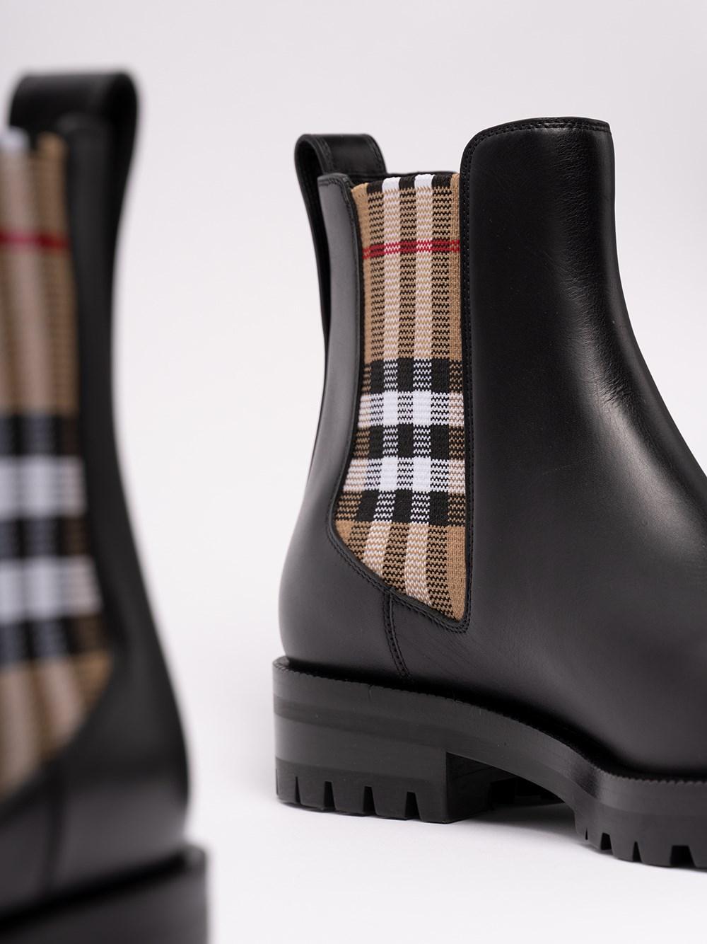 Burberry `allstock` `vintage Check` Detail Leather Chelsea Boots in Black Lyst