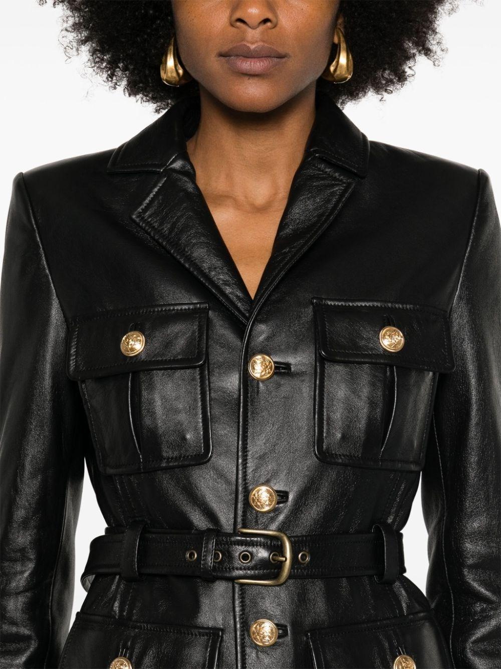 Chloé Belted Leather Jacket in Black | Lyst