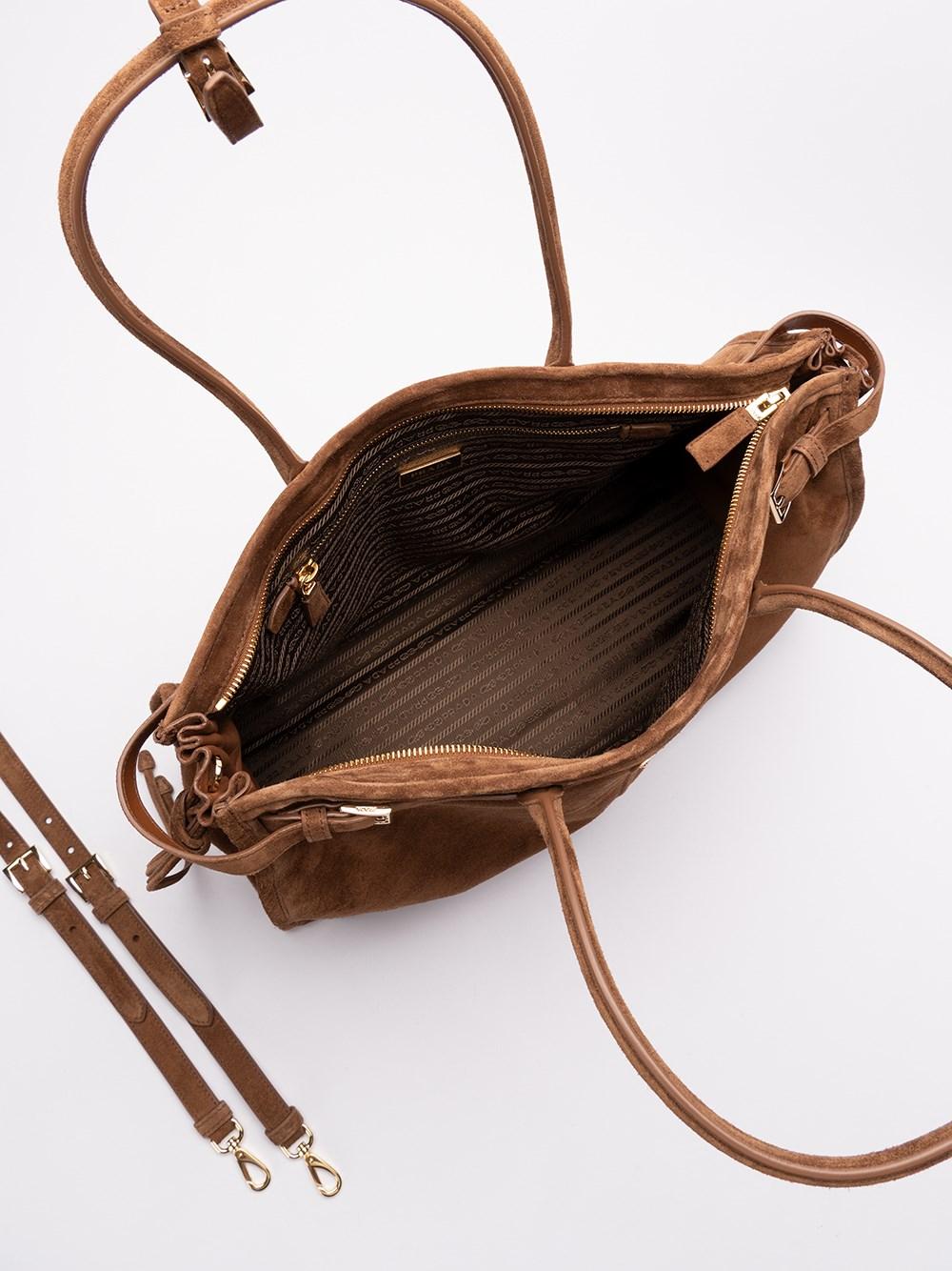 Prada Suede Handbag in Brown | Lyst