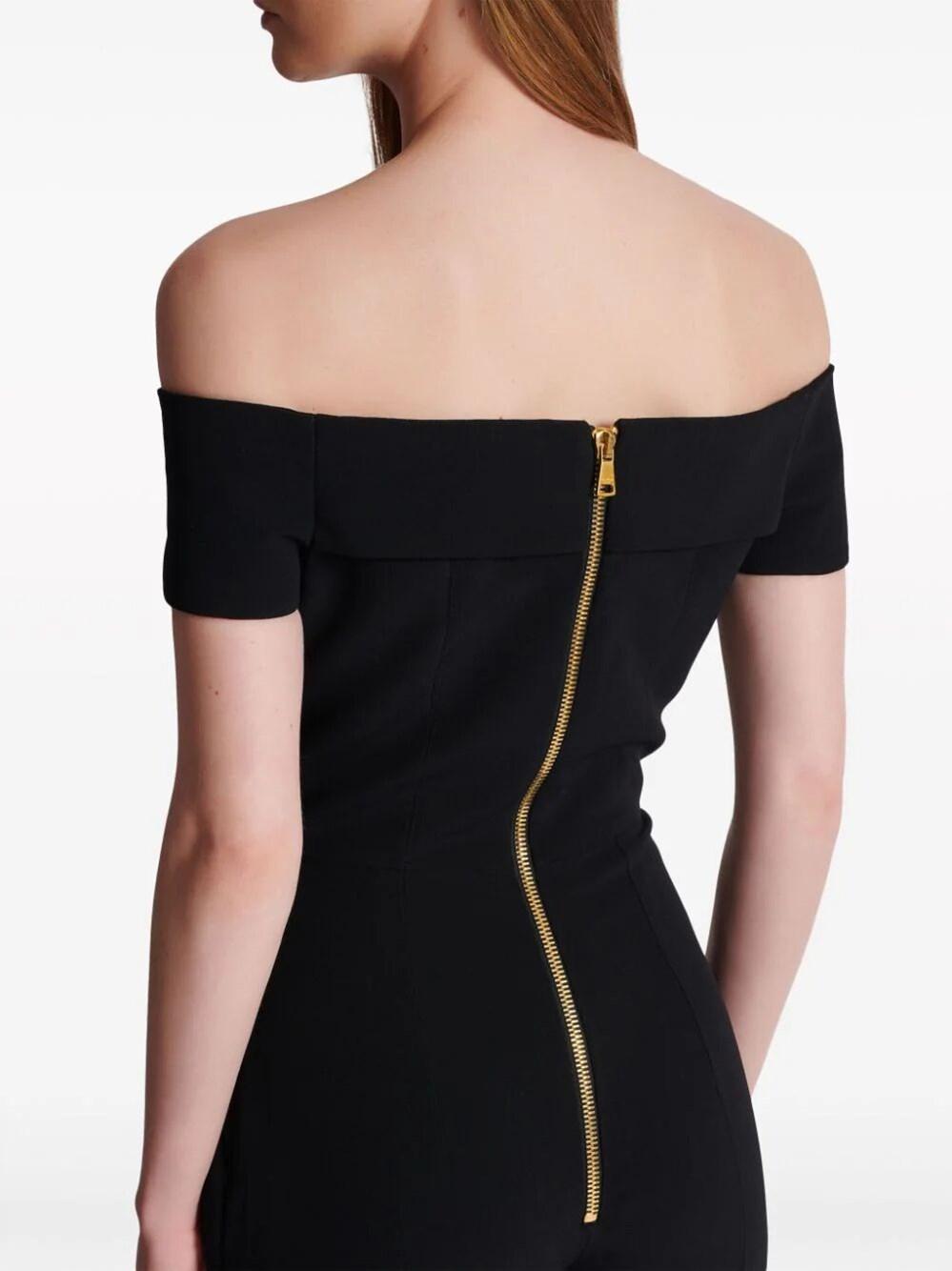 オールインワン・サロペット BALMAIN OFF-SHOULDERS FLARE CREPE JUMPSUIT Balmain Off-shoulders Flare Crepe Jumpsuit | italist, ALWAYS