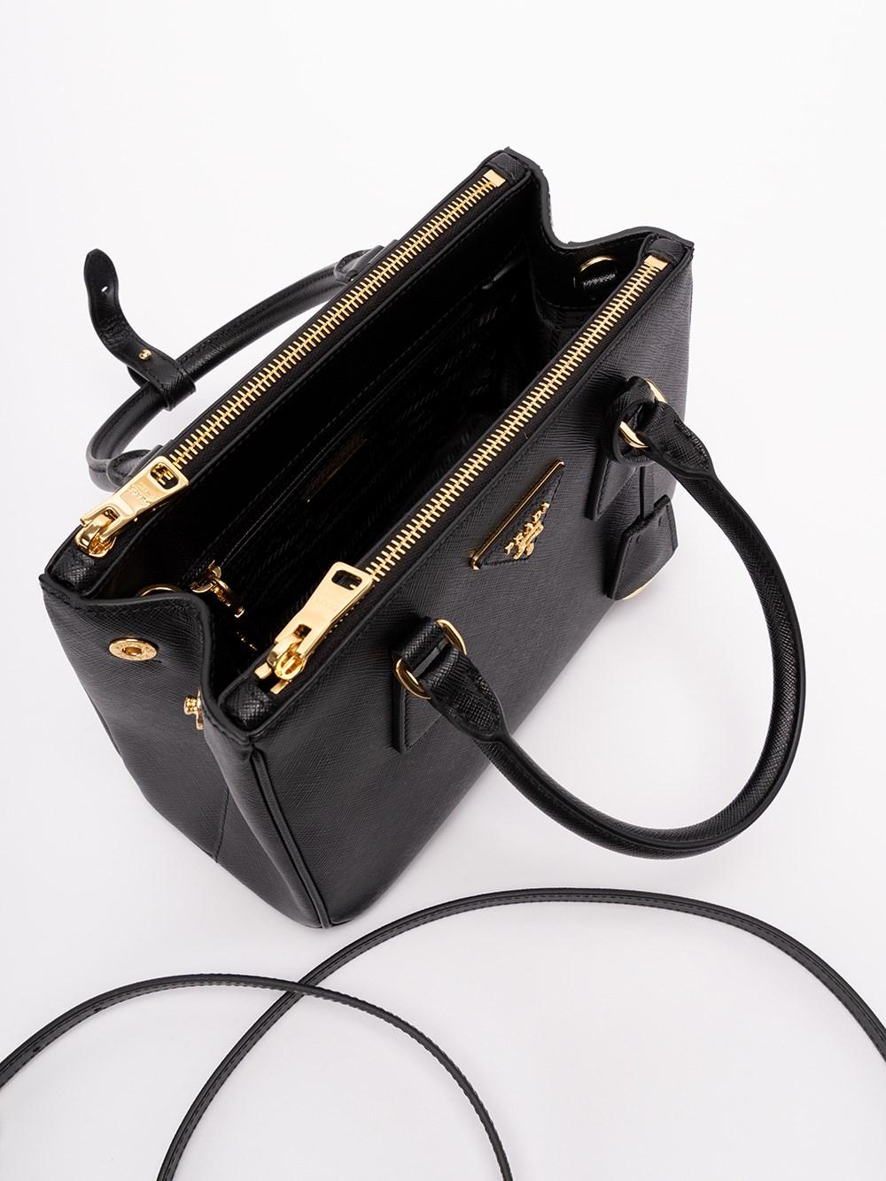 Galleria Small Leather Bag in Black - Prada