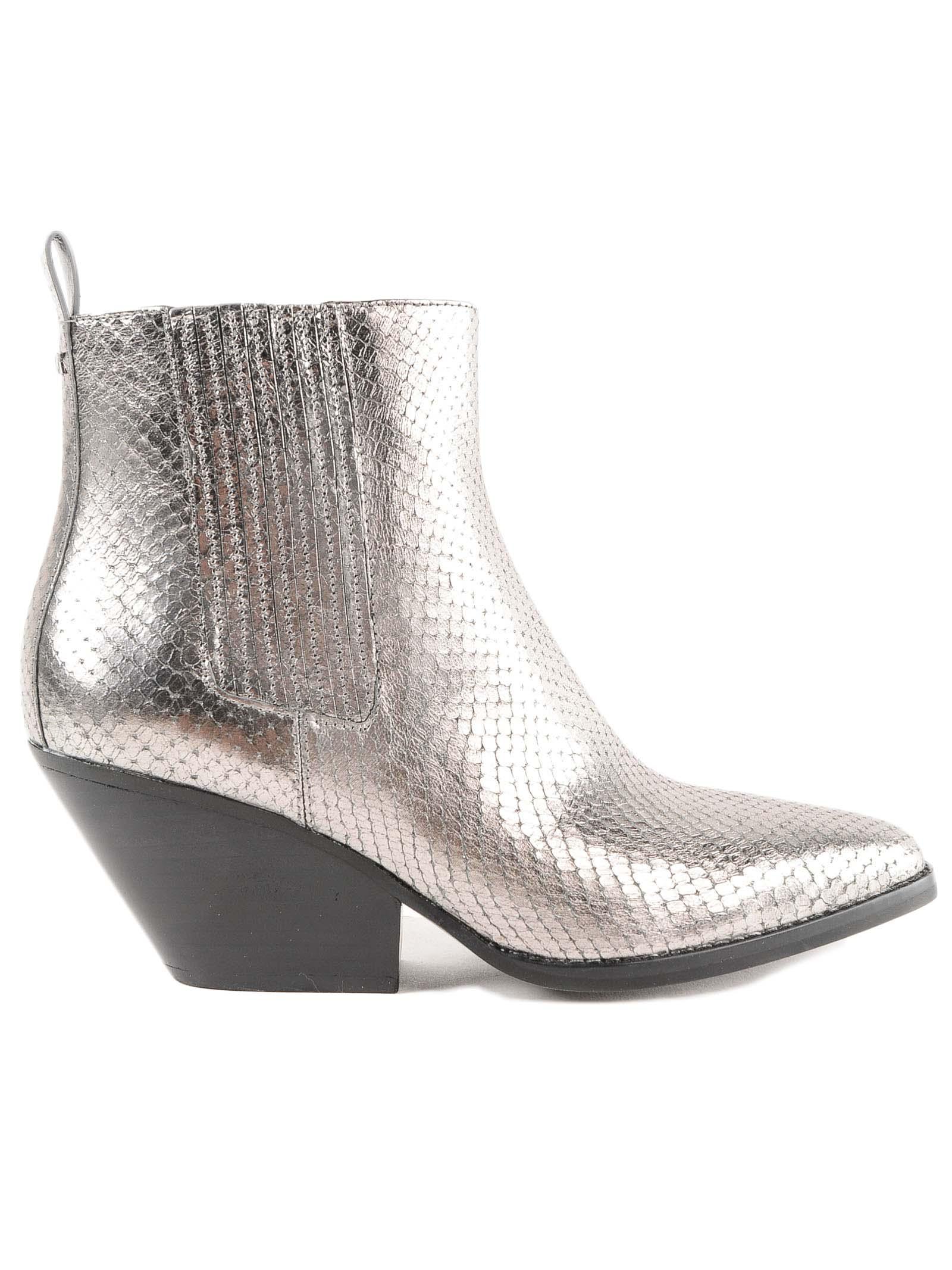 sinclair metallic embossed leather ankle boot