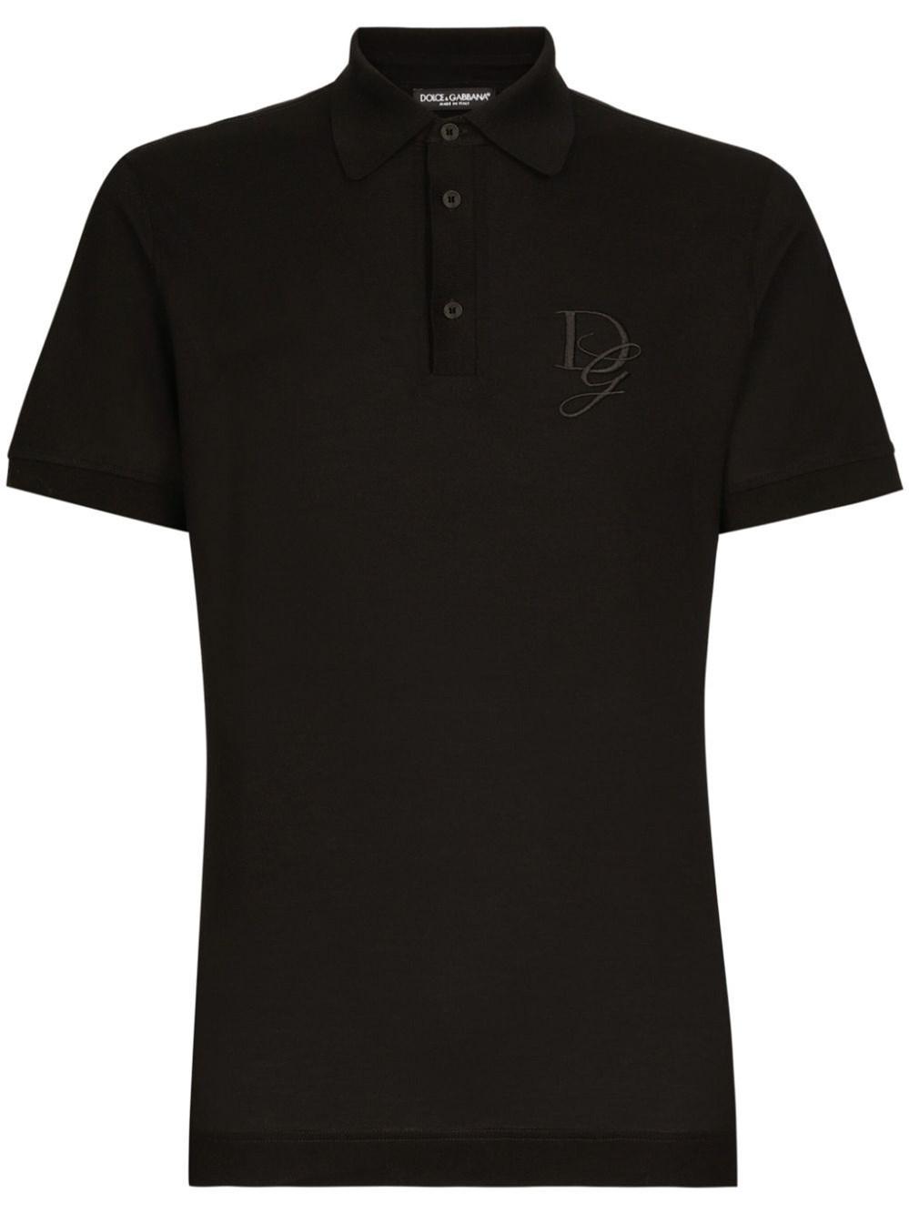 Dolce Gabbana Logo embroidered Cotton Polo Shirt in Black for Men Lyst