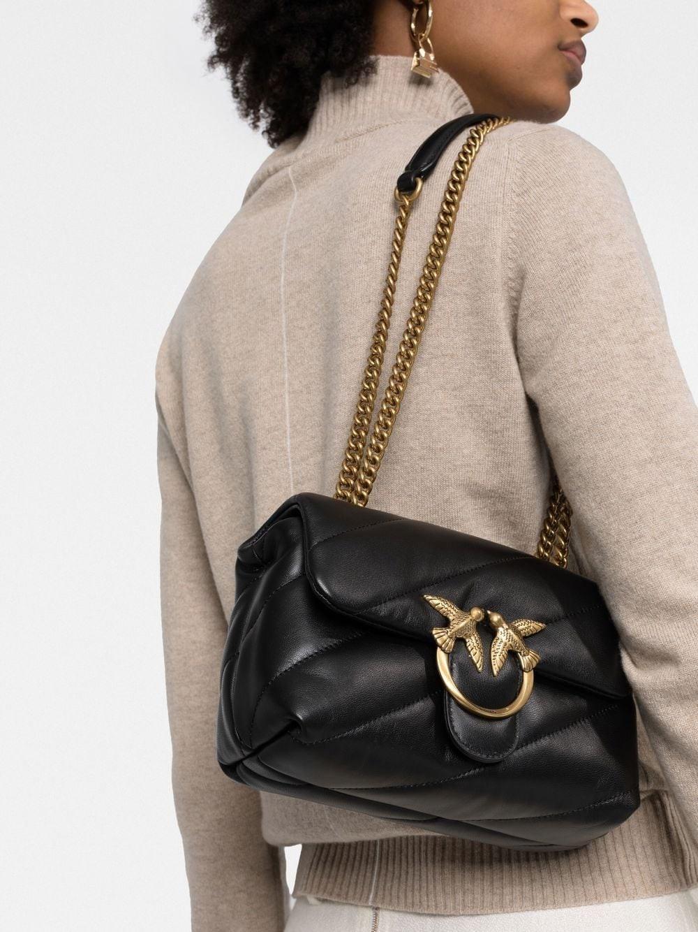 Pinko Love Mini Puff Logo Plaque Shoulder Bag in Black Lyst