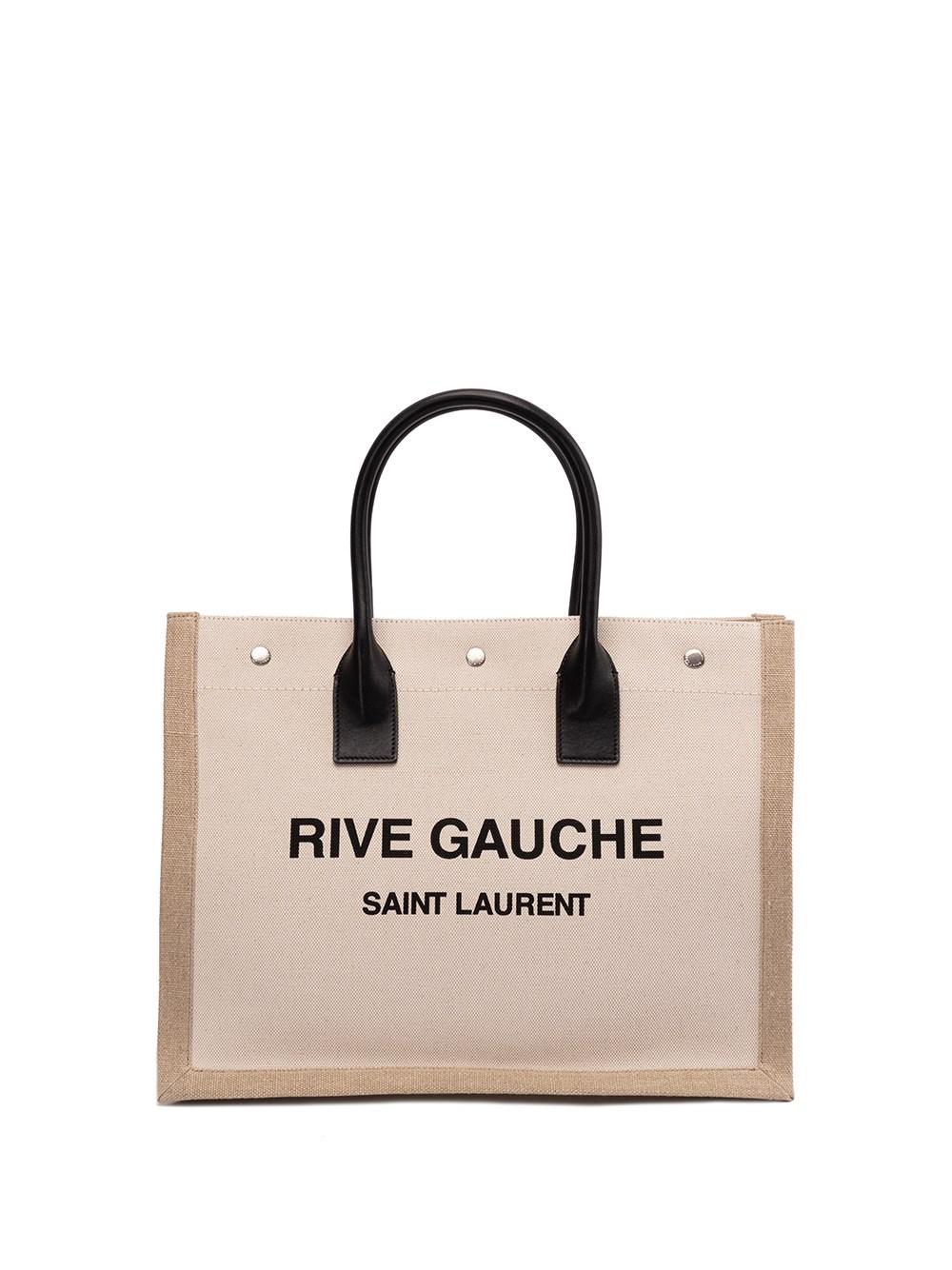 Saint Laurent, Bags, Saint Laurent Rive Gauche Small Tote Bag In Linen  And Leather