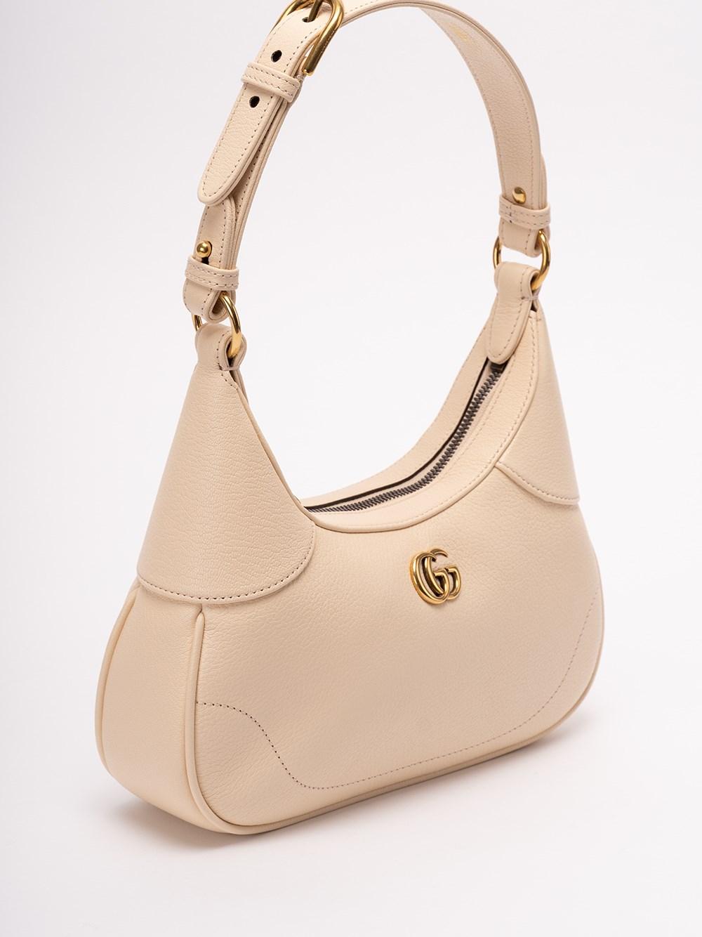 Aphrodite Small Leather Shoulder Bag in White - Gucci