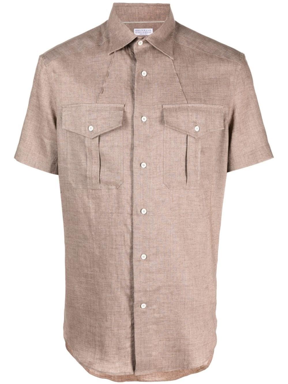 Brunello Cucinelli Short Sleeve Shirt in Brown for Men | Lyst