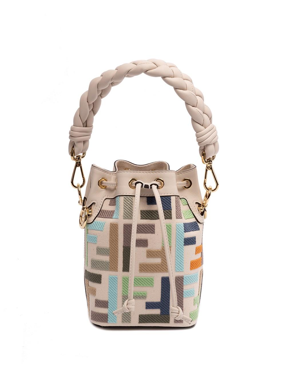 Mon Tresor - Multicolor canvas mini-bag with FF embroidery