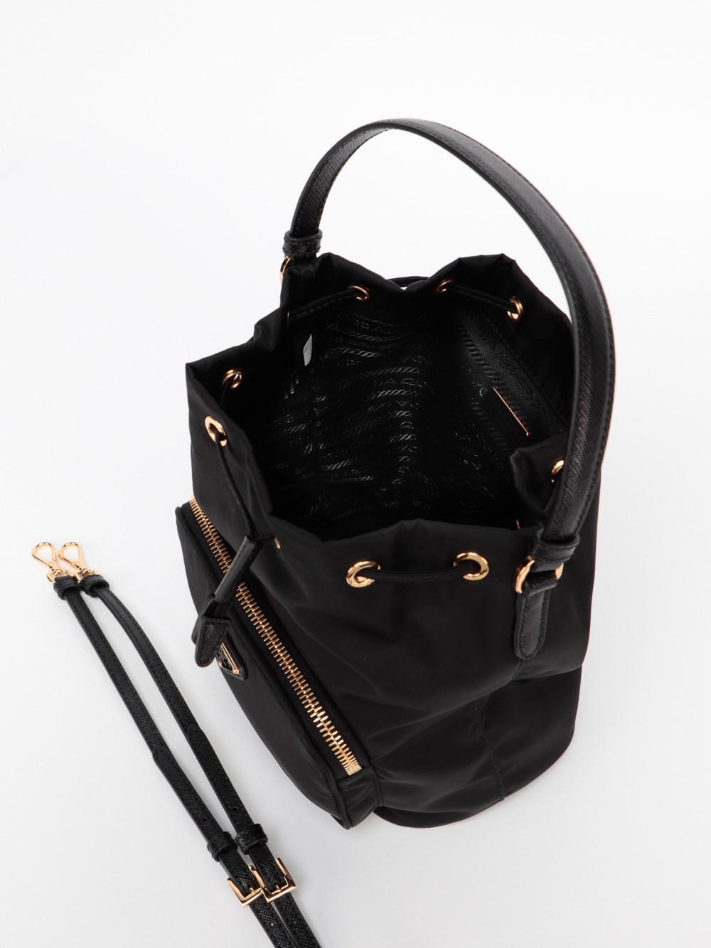 Prada Duet' Re-Nylon Shoulder Bag in Black | Lyst