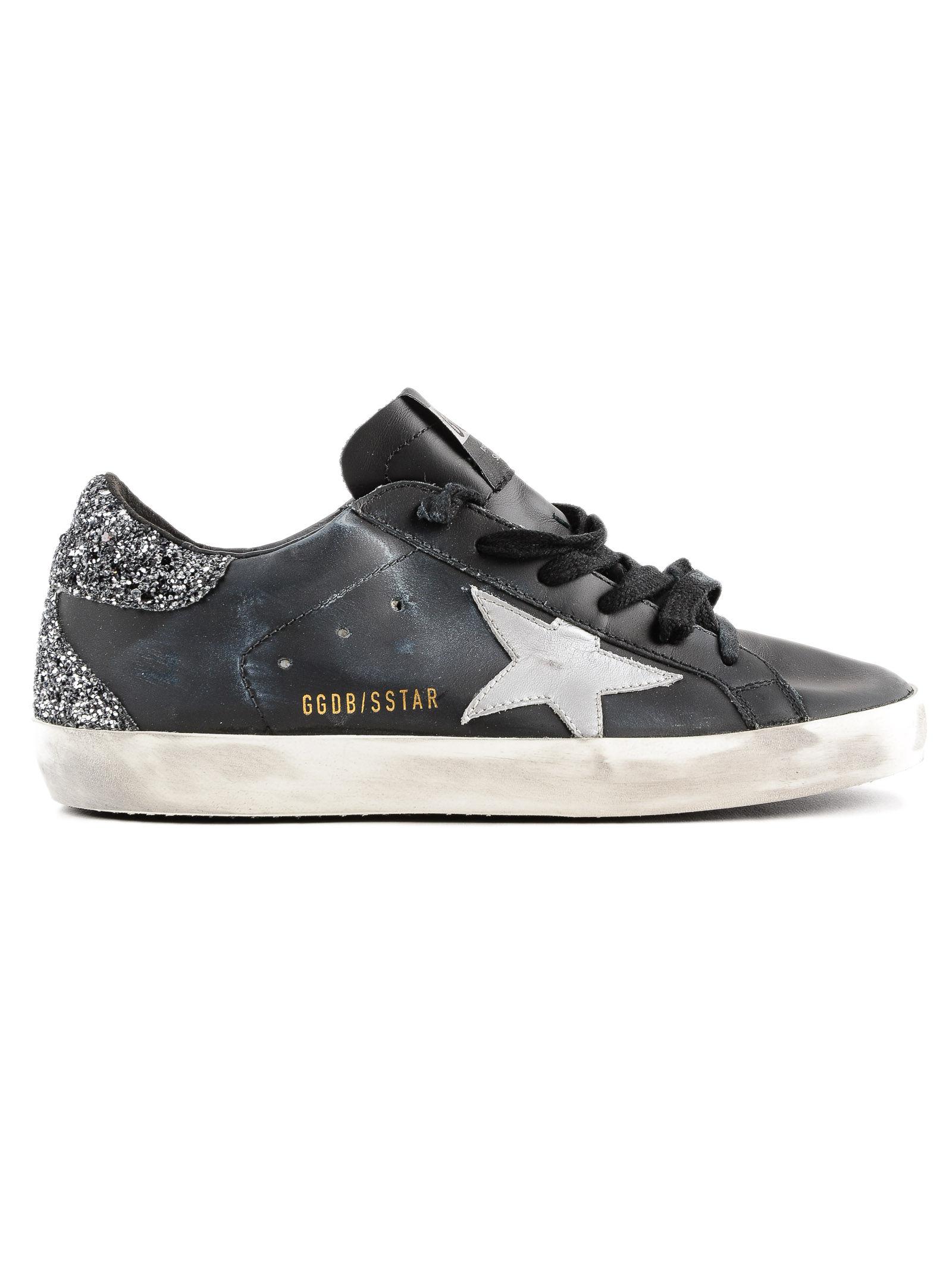 black glitter golden goose sneakers