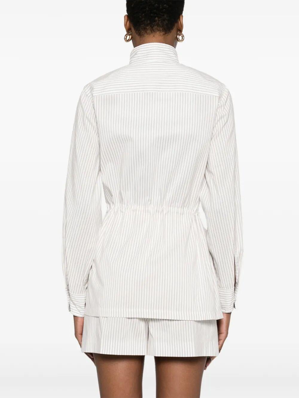 ジャケット FENDI White striped cotton and silk blouson Fendi White Striped Cotton And Silk Blouson | Lyst