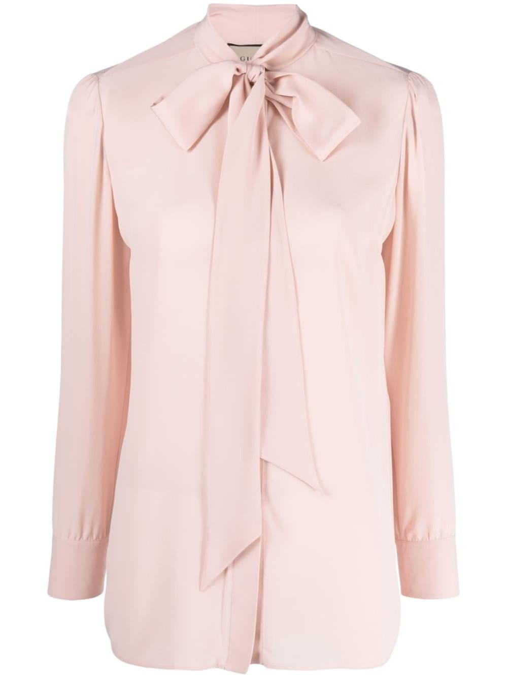 Gucci Bow-tie Silk Shirt in Pink | Lyst