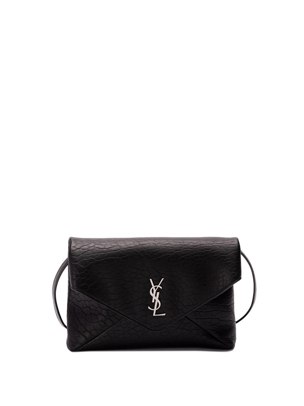 Saint Laurent Ysl Large Pouch On Strap in Black for Men Lyst