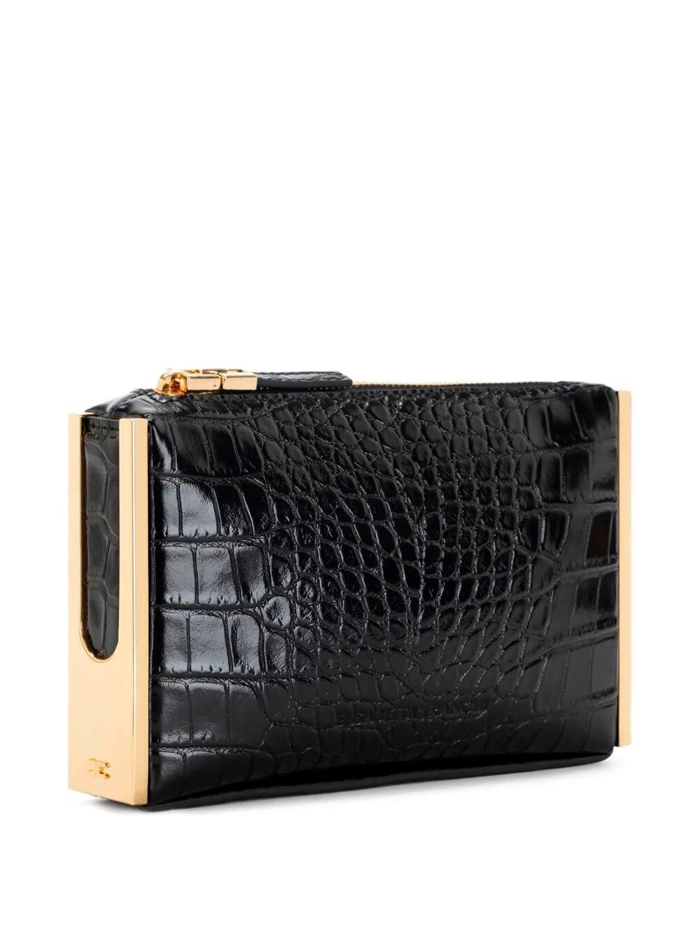 Elisabetta Franchi Crocodile-Effect Clutch Bag in Black | Lyst