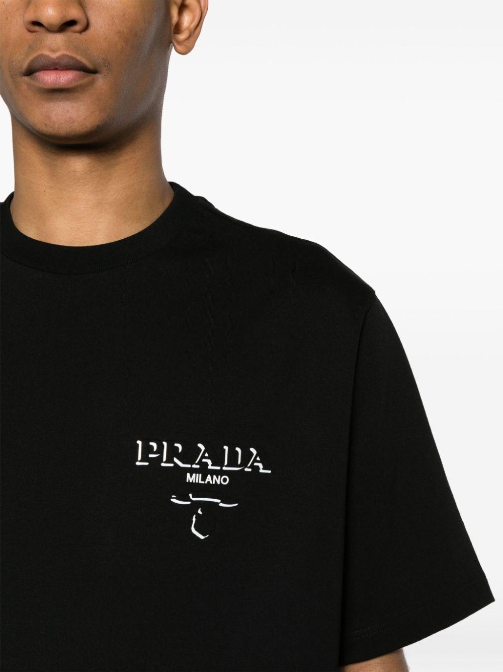 Prada Cotton Logo T-shirt in Black for Men | Lyst