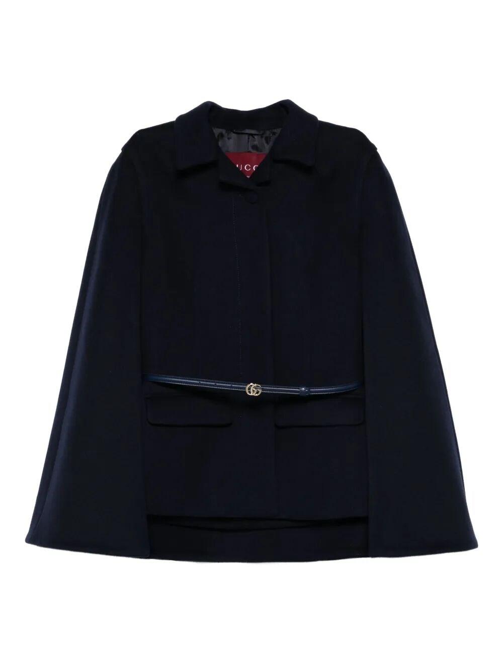 【グッチ】 Coats - Capes コート Gucci Cape Coat Snake Embroidery 2way Plaid Mohair Wool Size