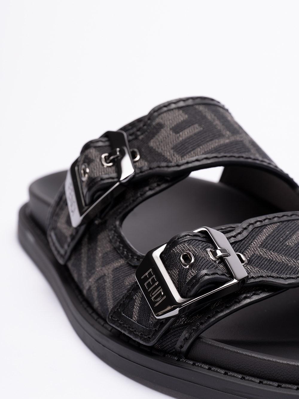 FENDI Flow jacquard-logo sandals - Black