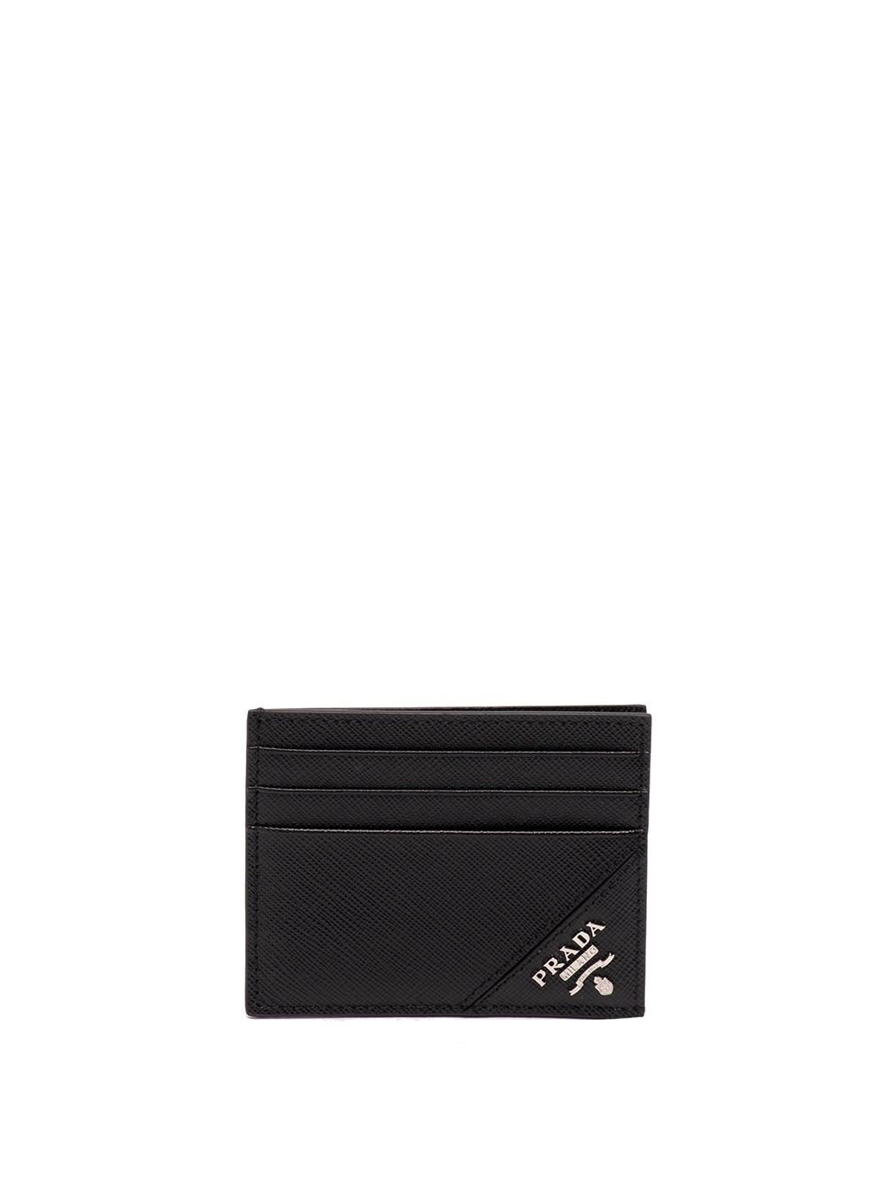 Prada Saffiano Leather Card Holder in White for Men | Lyst