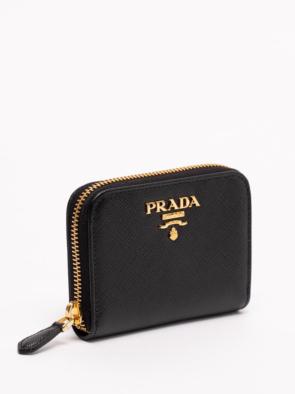 Prada Saffiano Leather Coin Purse in Black | Lyst