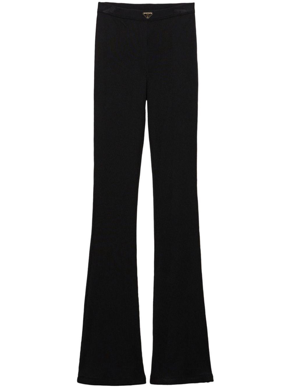Prada Black tech stretch fabric wide leg pants | P200CHG39002