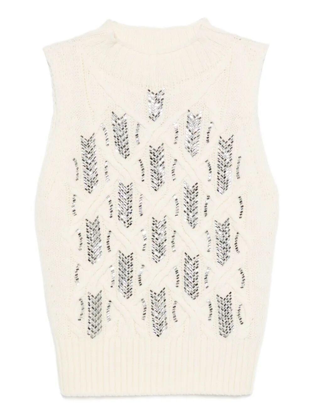 Tシャツ・カットソー ERMANNO SCERVINO KNIT AND LACE SLEEVELESS TOP Ermanno Scervino Knit T-Shirt with Lace in Black
