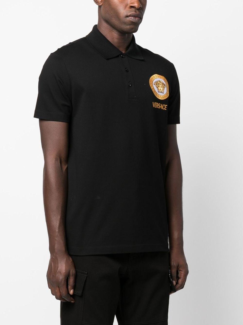 Versace Short Sleeve Cotton Polo Shirts in Black for Men | Lyst