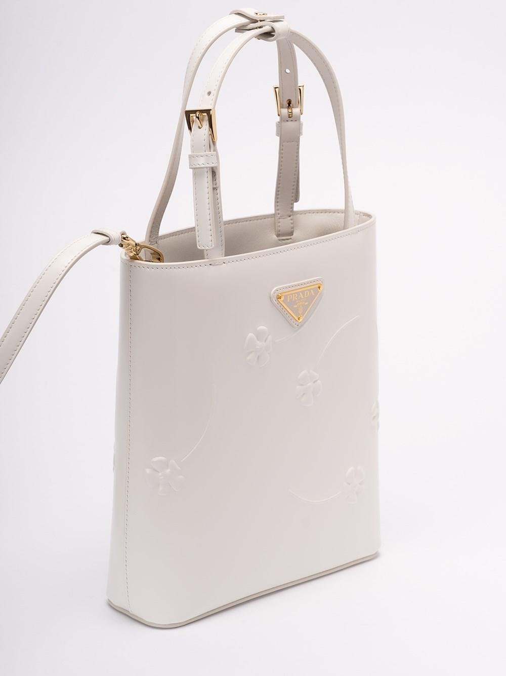 Prada Emblème Brushed-leather Bag, Women, White