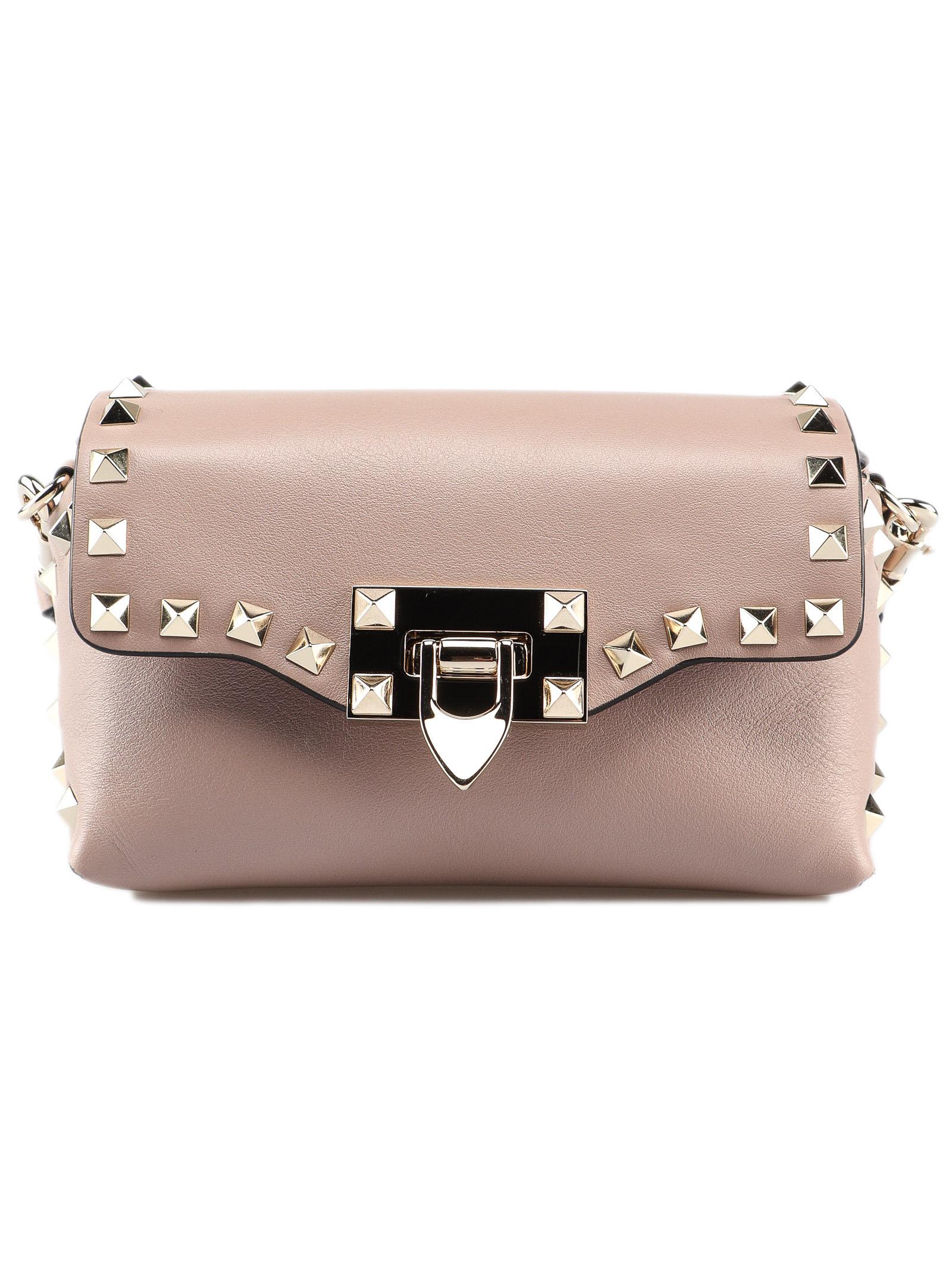 rockstud mini calfskin leather crossbody