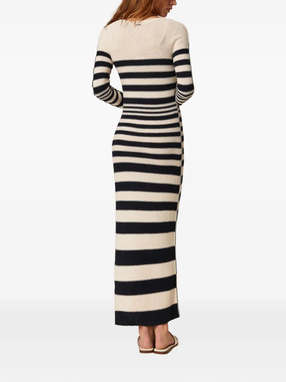 Robe Courte Manches Courtes Mauve Et Blanc à Rayures - Capella