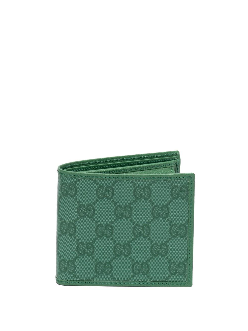 Green GG coated-canvas and leather bi-fold wallet, Gucci