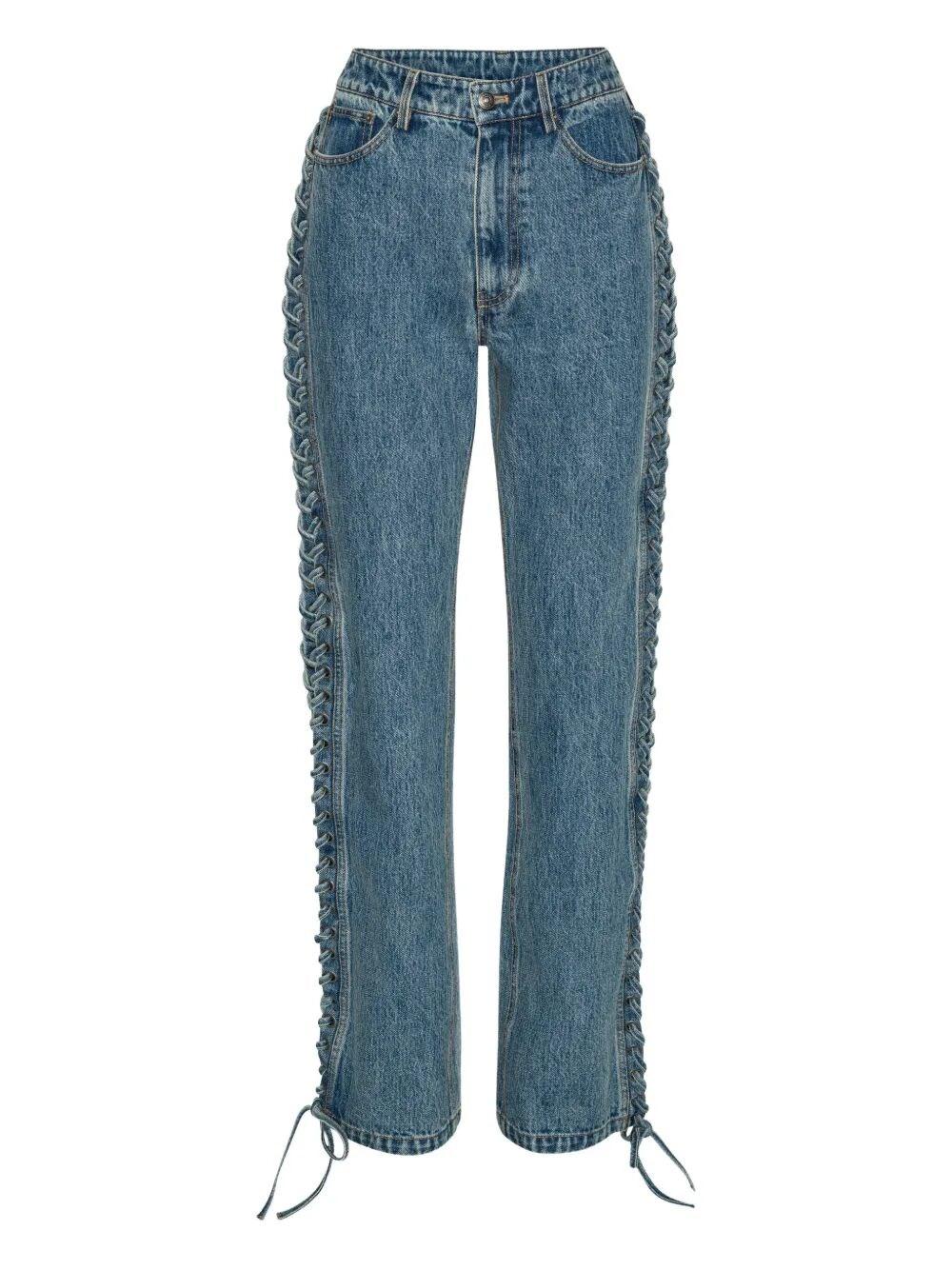 デニム・ジーパン ROTATE Birger Christensen Jeans Button Detail Wide Jeans Blue - ROTATE Birger Christensen