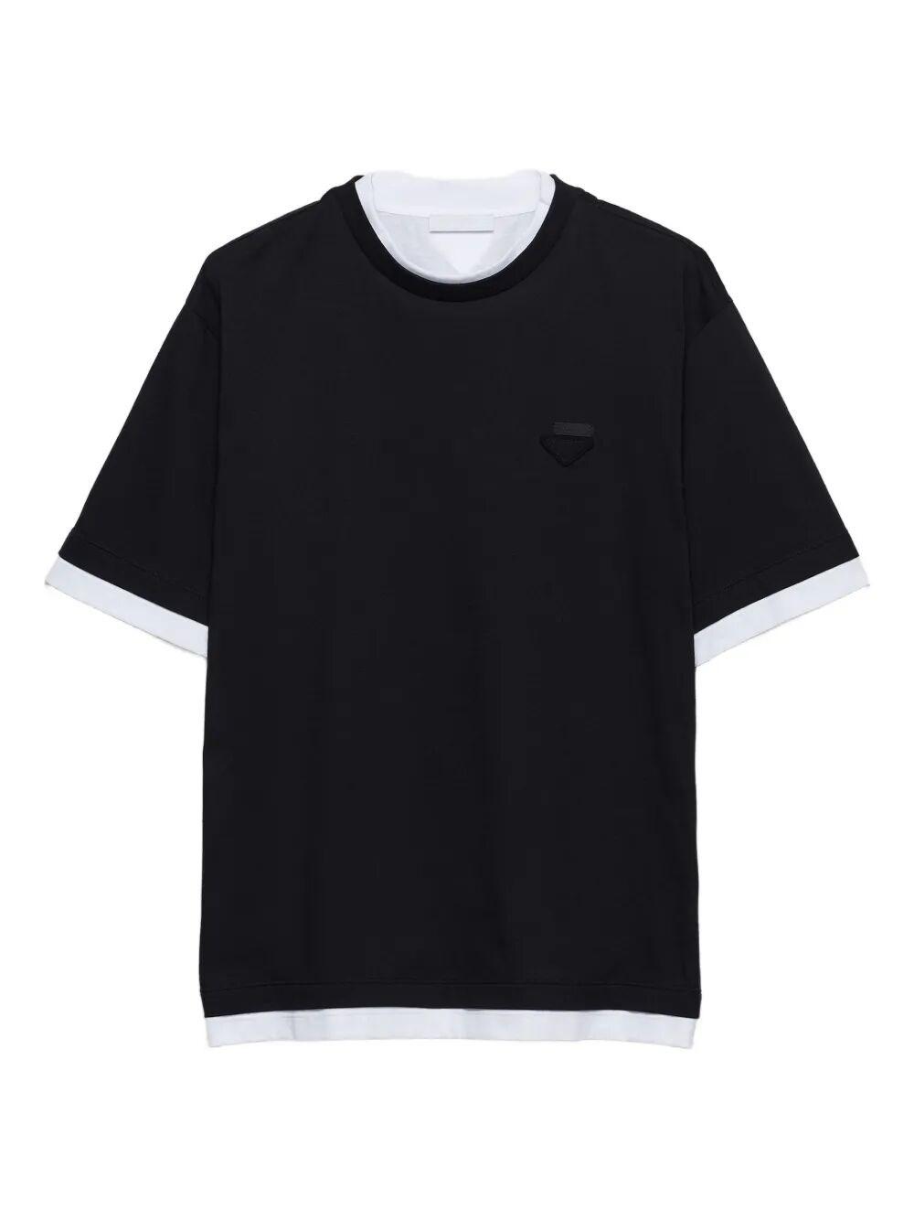 Tシャツ・カットソー PRADA Men T Shirts UCN624OOO10IV White White Stretch Cotton T-shirt With Logo | PRADA