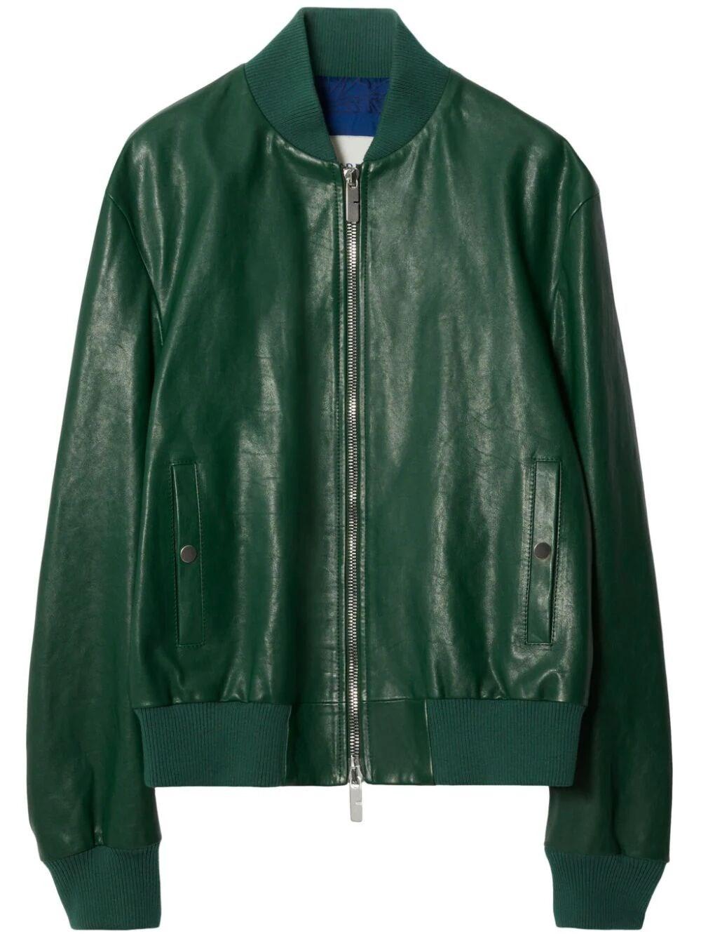 Burberry Zipped Leather Bomber Jacket in Green for Men | Lyst Burberry Zipped Leather Bomber Jacket in Green for Men | Lyst
