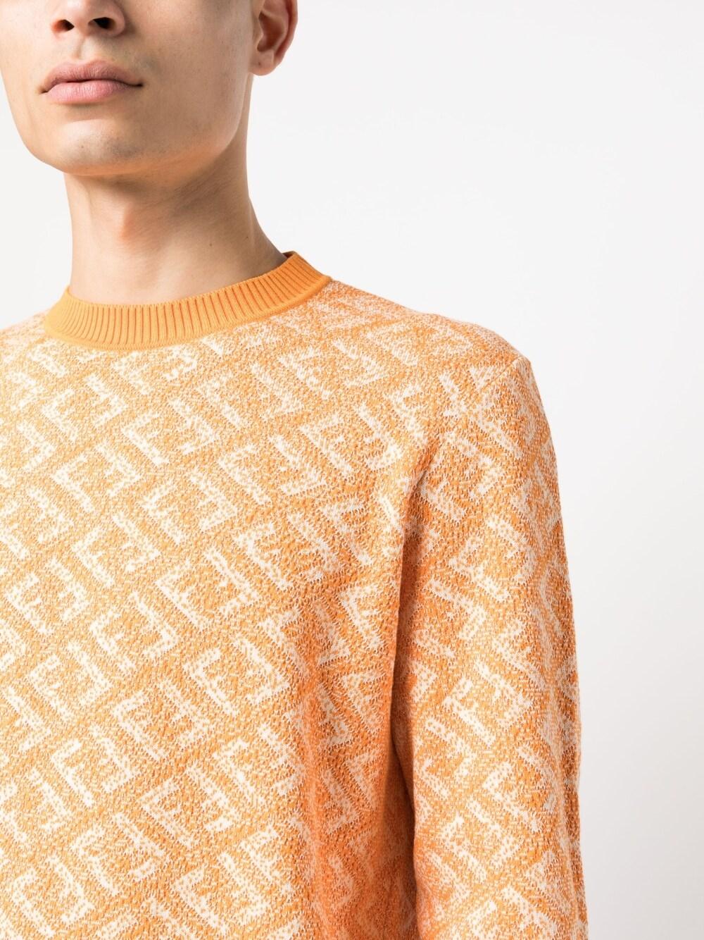 Fendi Monogram-pattern Knitted Sweater in Orange for Men