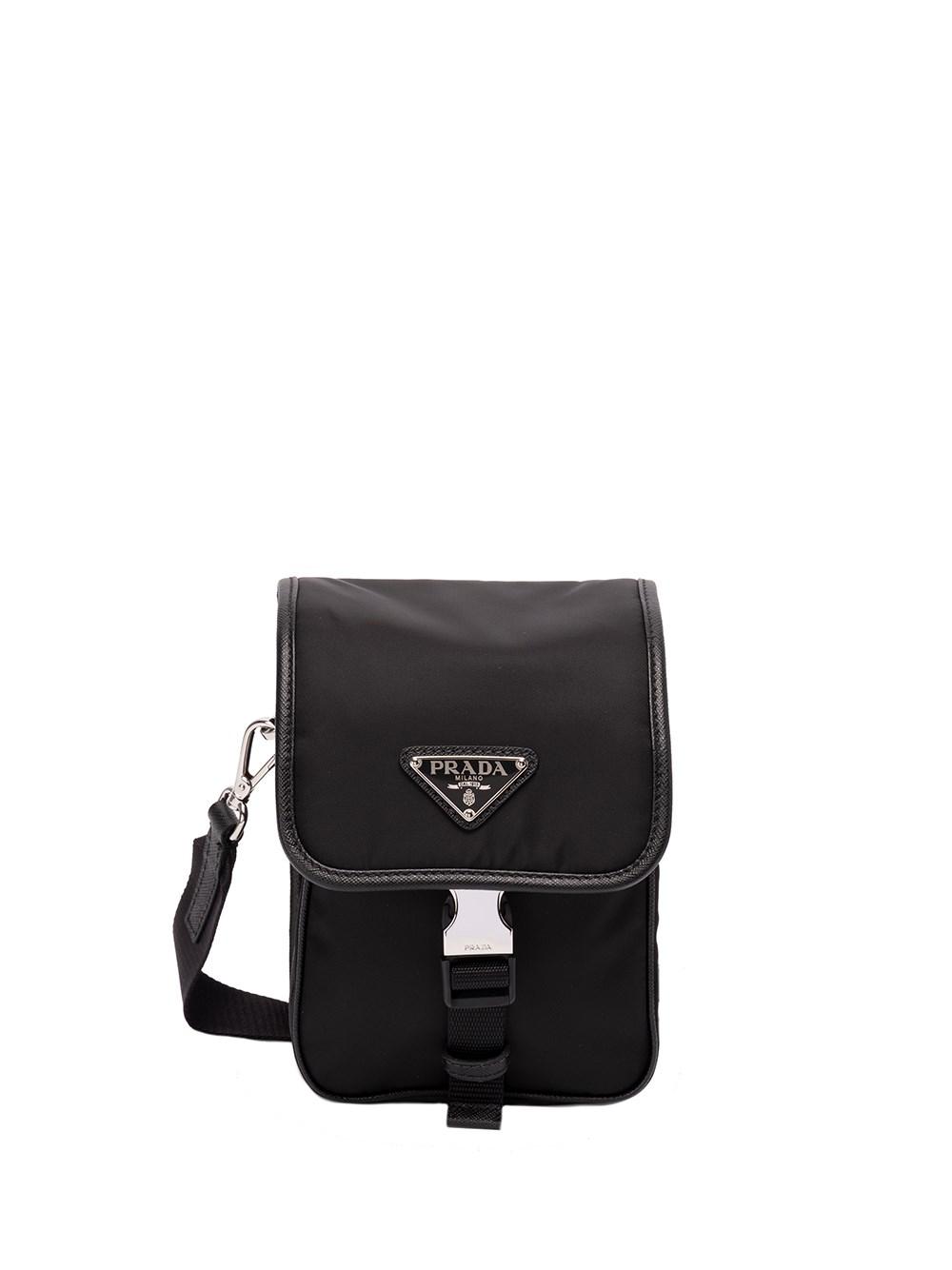 Prada `re-nylon` And Saffiano Leather Shoulder Bag in Black for