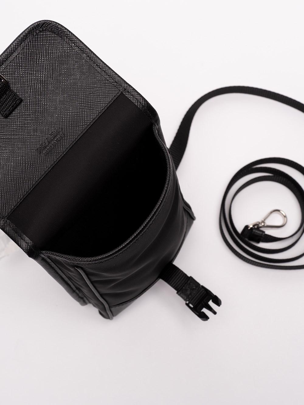 Prada Black Re Nylon and Saffiano Leather Smartphone Case Made In Italy