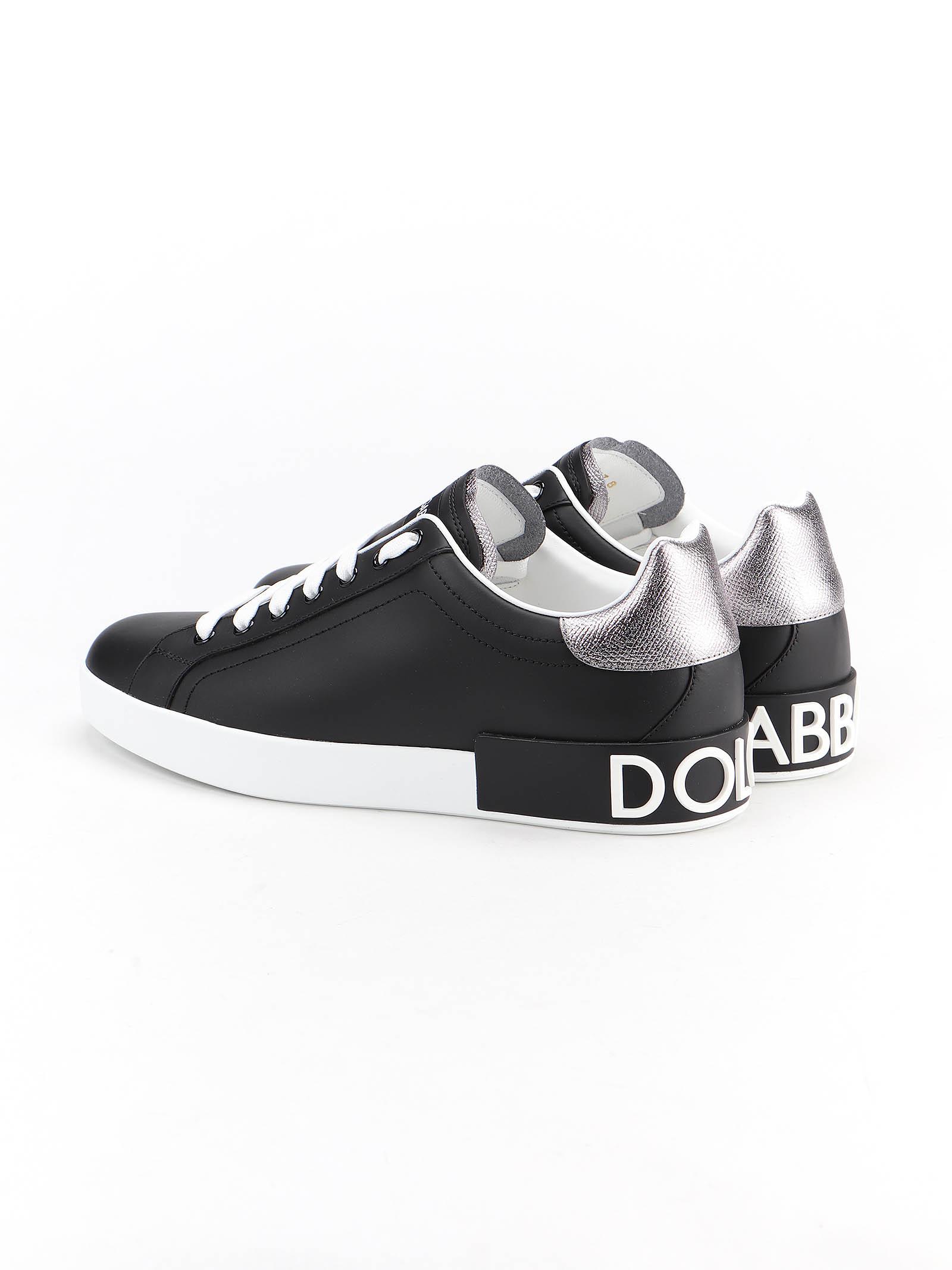 Dolce & Gabbana Leather Portofino Sneaker in Black for Men - Lyst