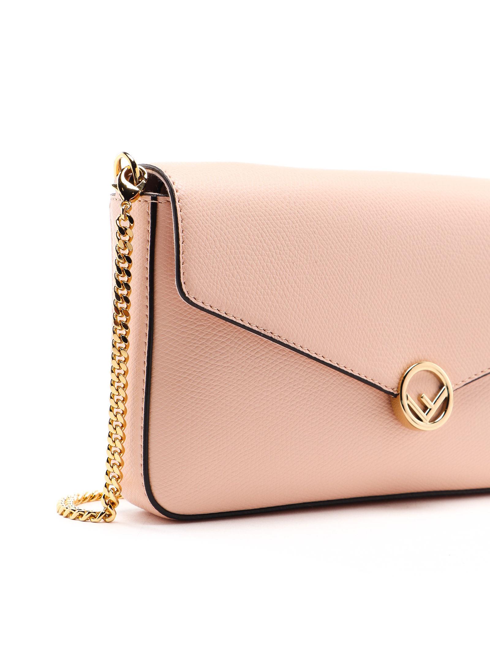 Fendi Leather Wallet On Chain in Light Pink (Pink) - Lyst
