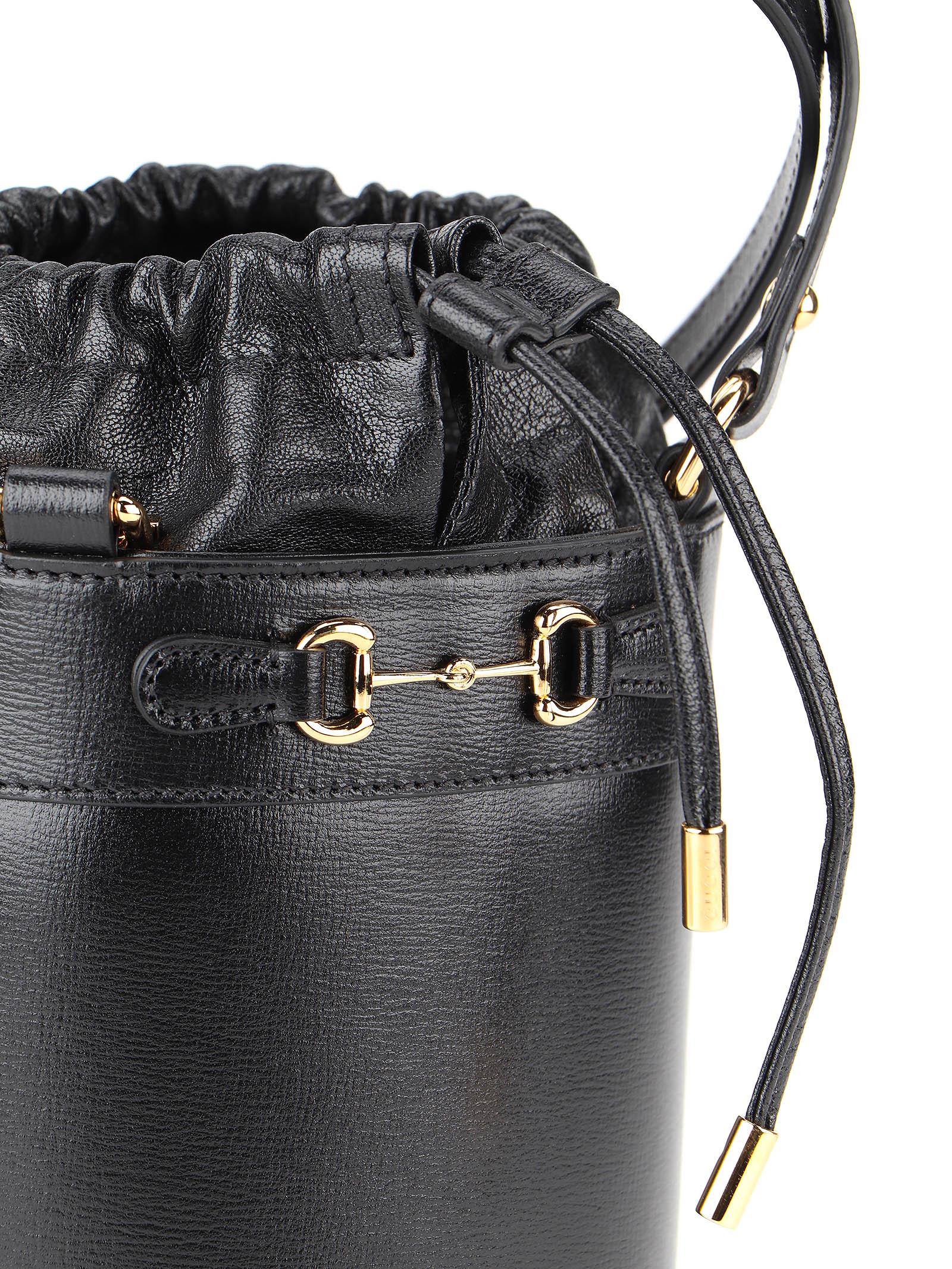 gucci 1955 horsebit small leather shoulder bag black women's