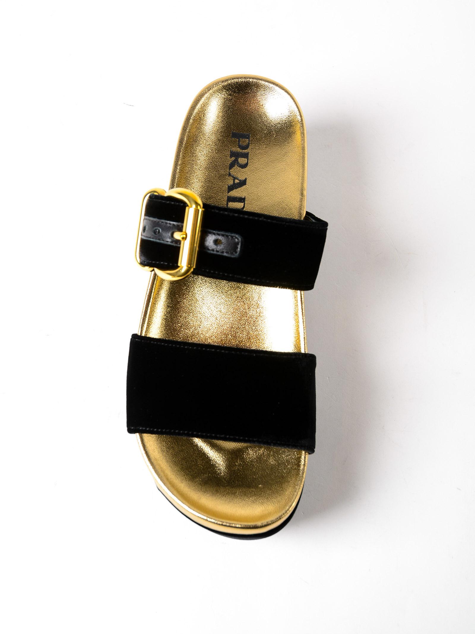 Prada Synthetic Velluto Sandal 40mm in Black - Lyst