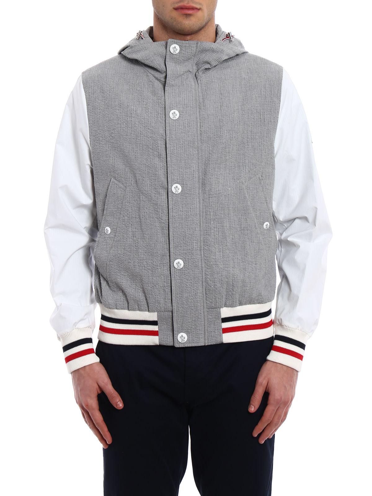 Moncler Gamme Bleu Synthetic Zipped Seersucker Bomber Jacket in Gray for  Men - Lyst