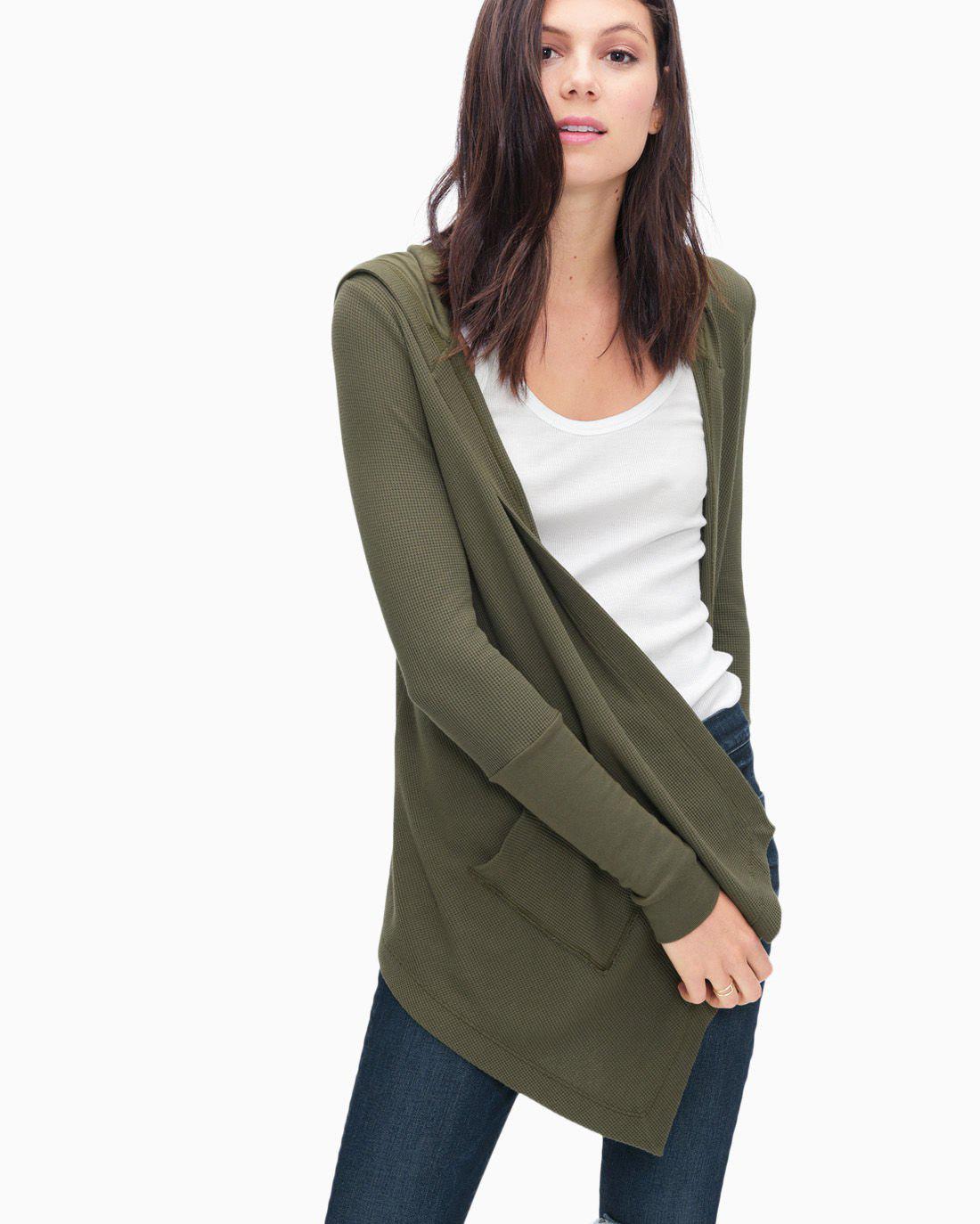 splendid draped waffle knit thermal hoodie