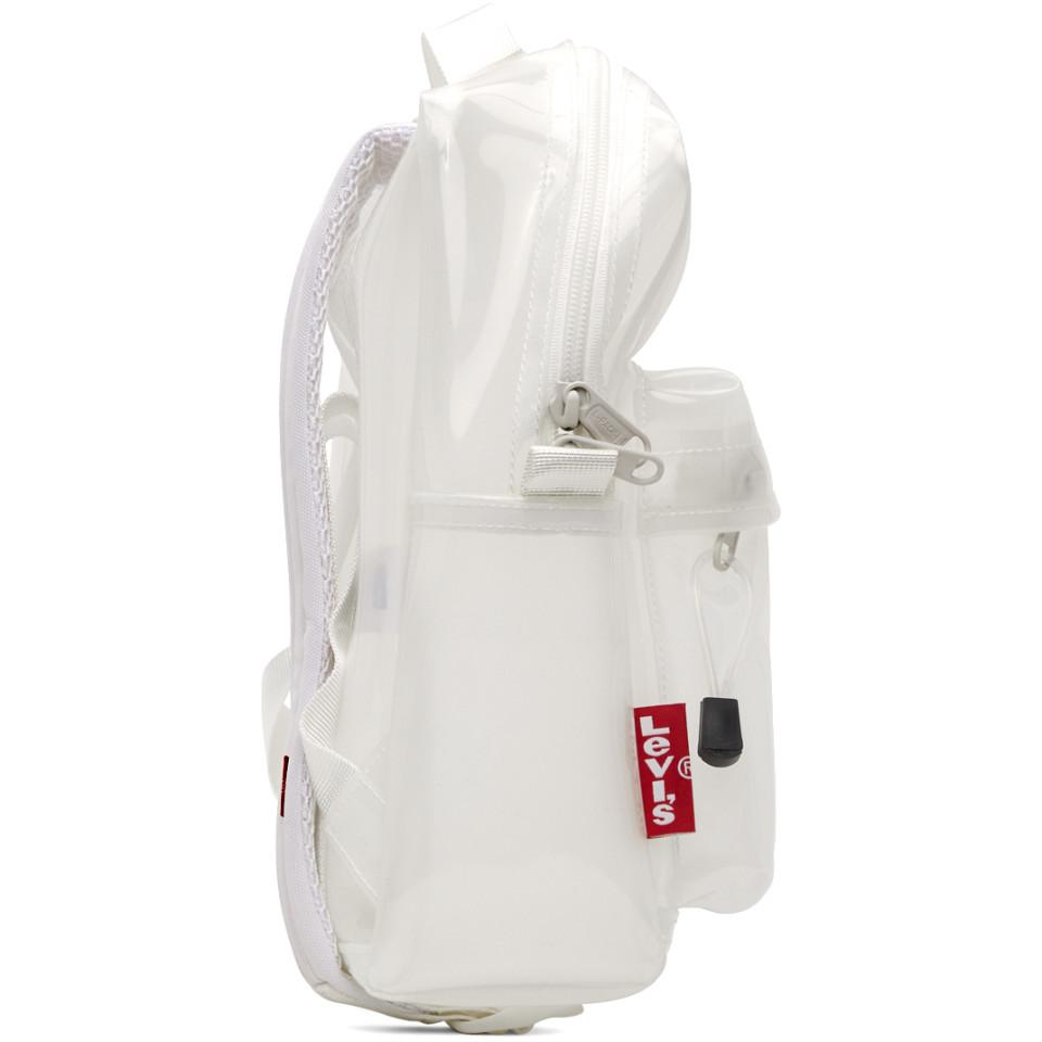 white clear backpack