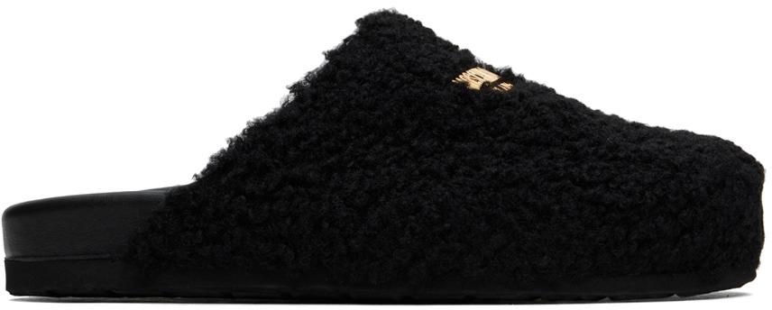 Moschino レディース ブラック シアリング ミュール フラットシューズ