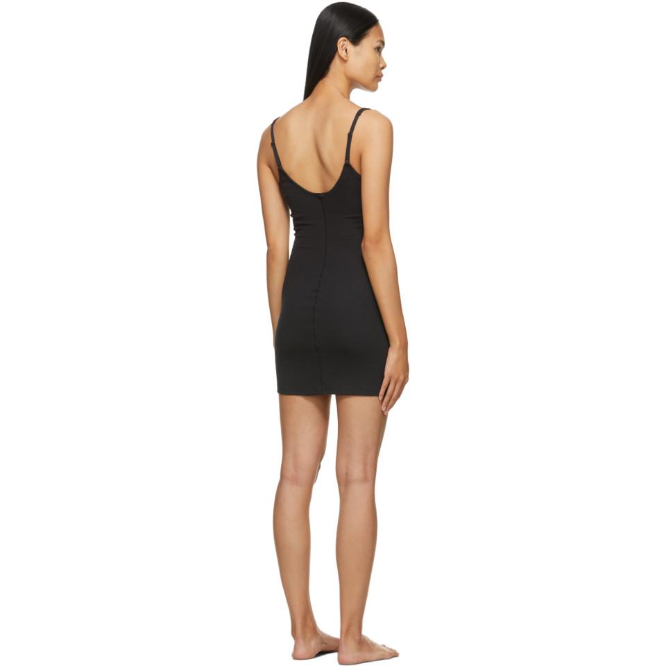 Skims Black Cotton Rib Slip Dress - Lyst