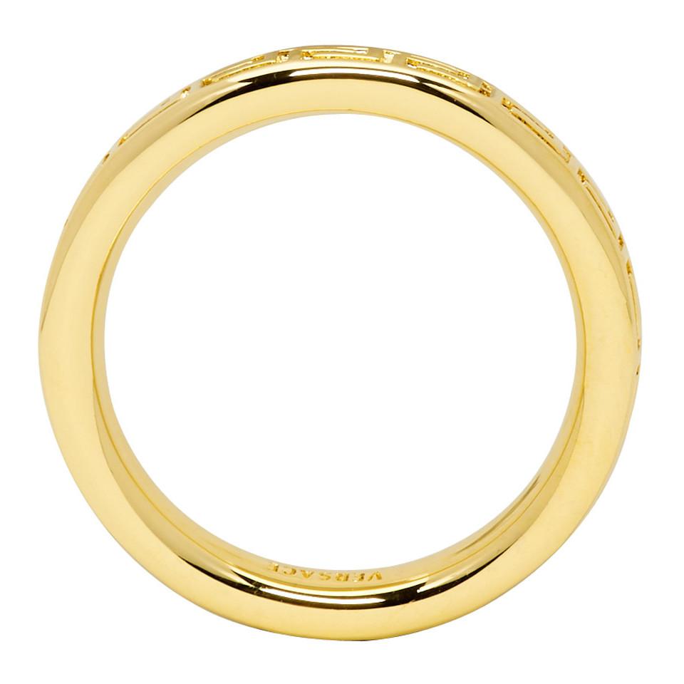 Versace Gold Greek Key Ring in Metallic for Men Lyst