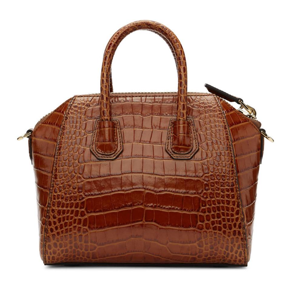 pumpe Isse Stjerne Givenchy Brown Croc Mini Antigona Bag | Lyst