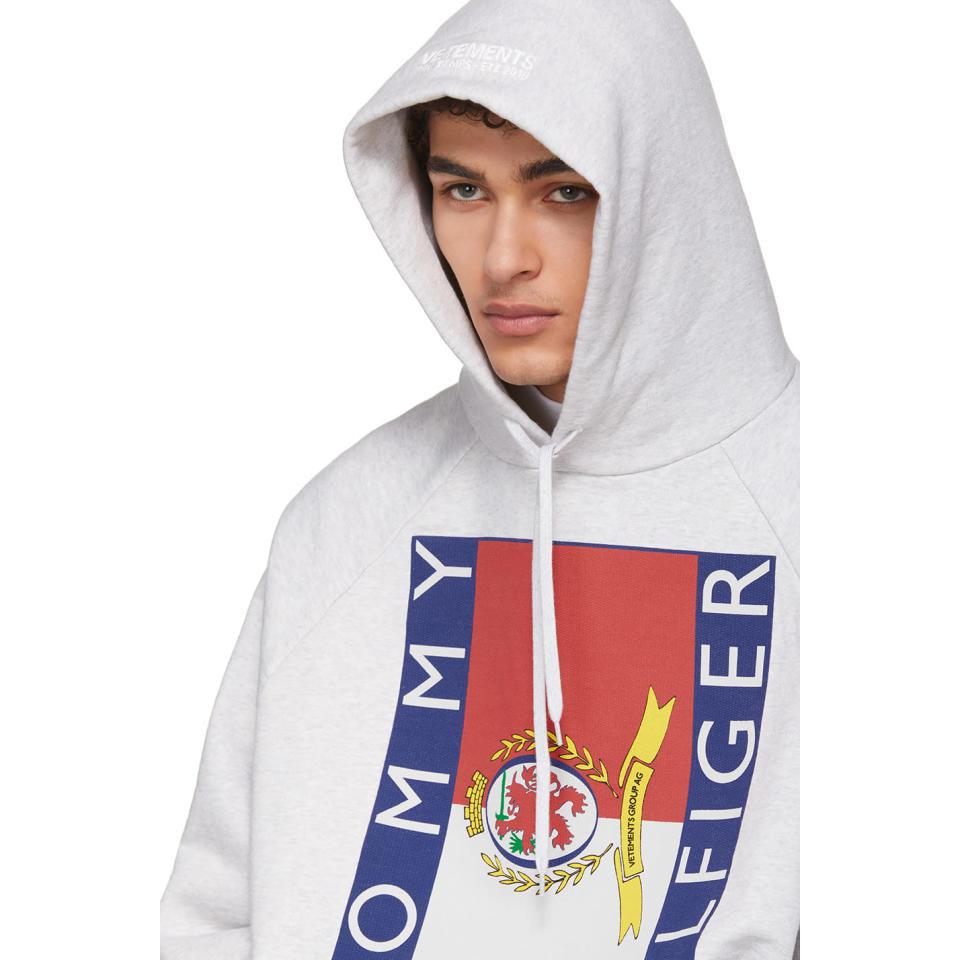 Vetements Grey Tommy Hilfiger Edition Hoodie for Men |