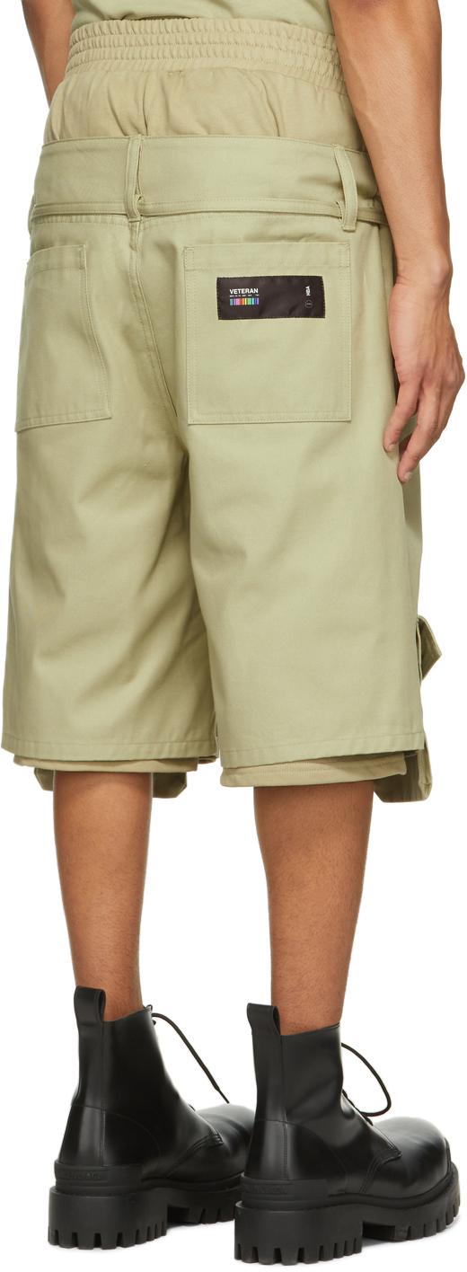 Hood By Air Khaki Veteran Layered Shorts in Green for Men | Lyst