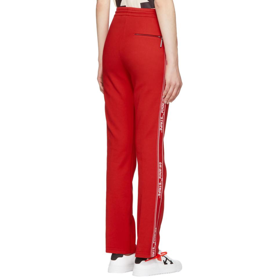 off white stripe red tracksuit